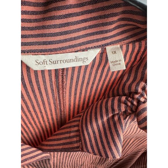 Soft Surroundings Sasha Orange Stripe Button Up Tunic Top Plus Size 1X Lagonlook - Picture 8 of 12